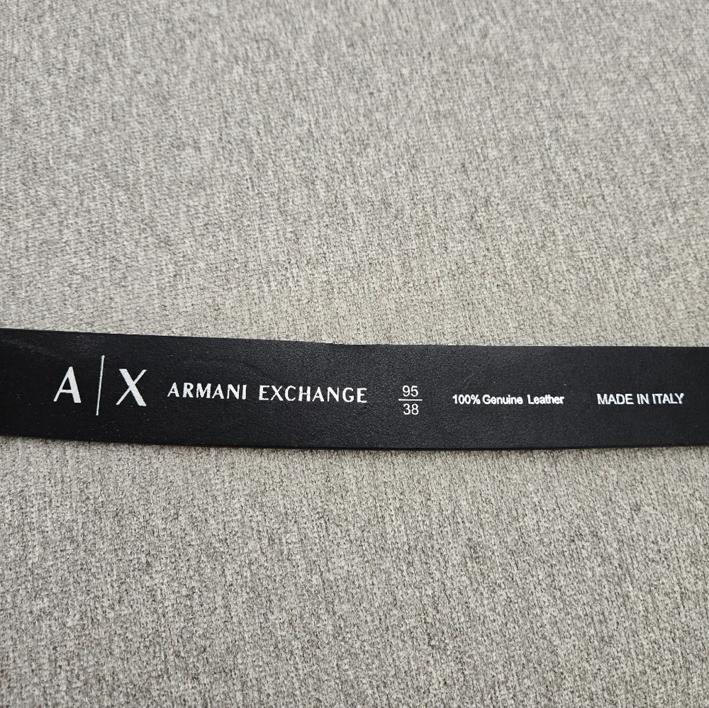 Armani Exchange Black Textured Belt – Logo Buckle – Men’s Designer Belt - Picture 4 of 5